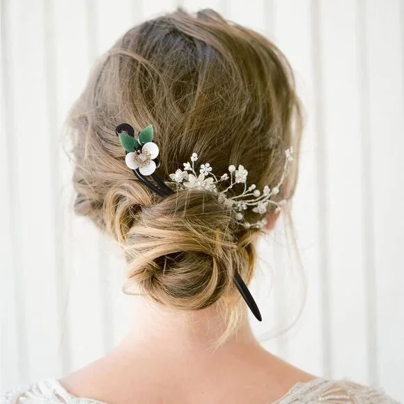 Vintage Flower Hair Stick Chinese Wood Stylish Elegant Hair Accessory Women Girl - Picture 8 of 9